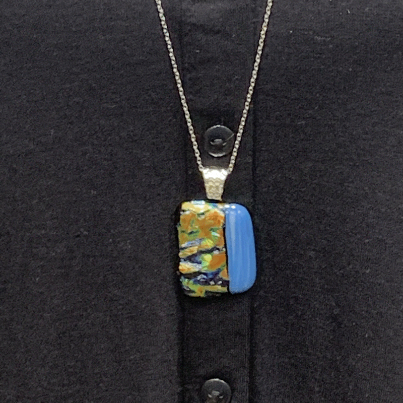 Fused Glass Pendant Necklace - Contrast