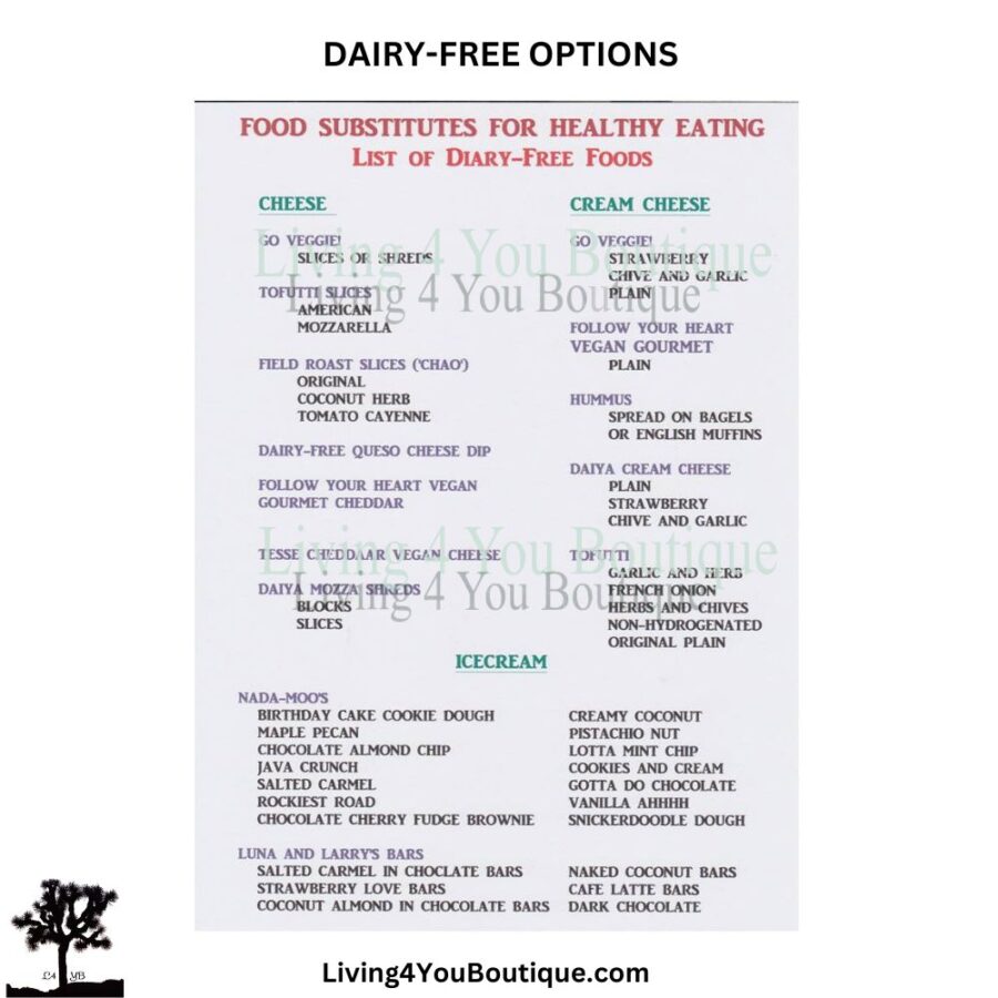 Dairy Free Options Printable