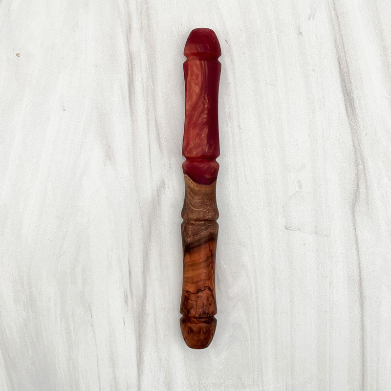 Red mallee burl and resin diamond painting pen